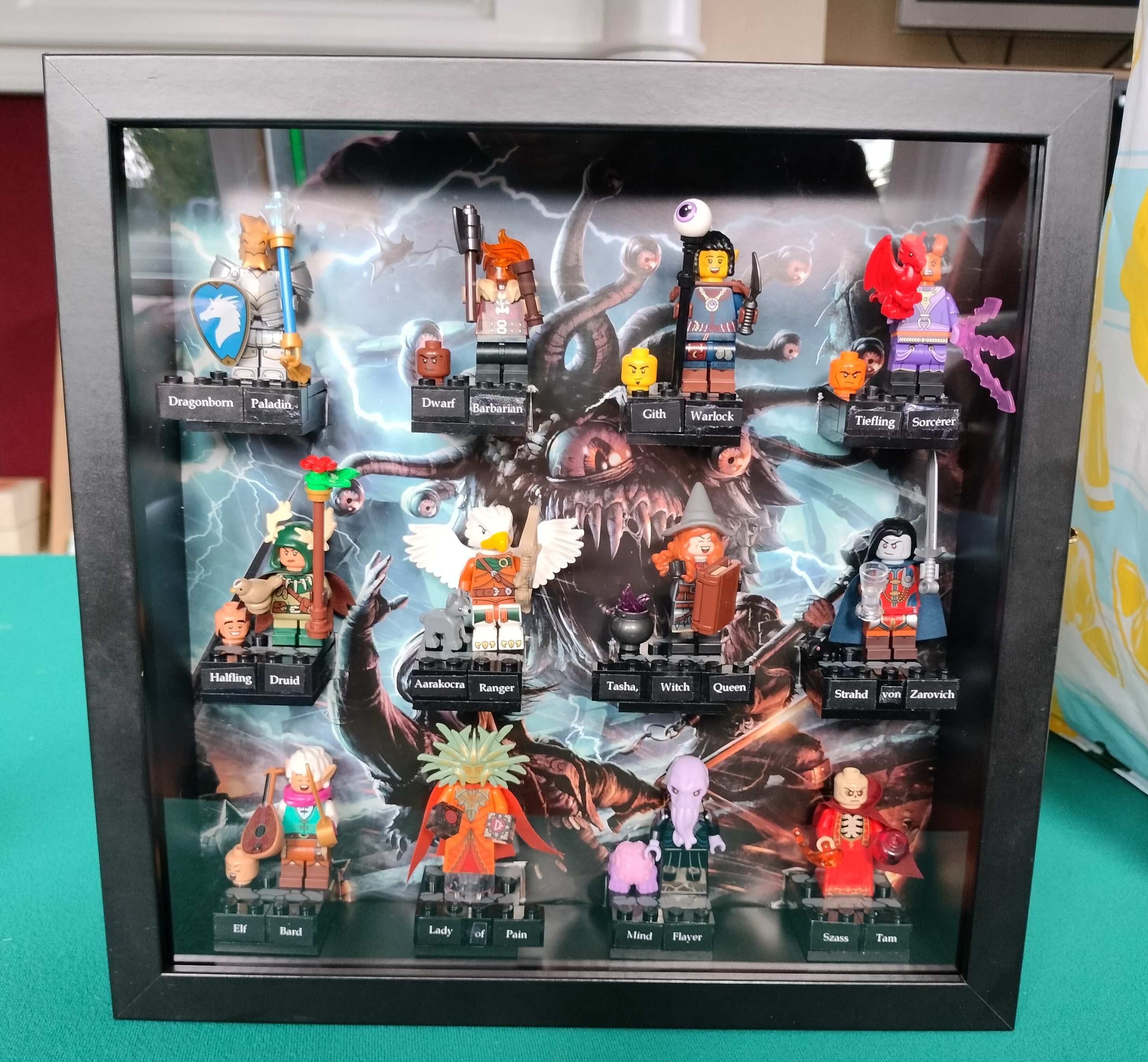 The completed frame, with a background of a Beholder