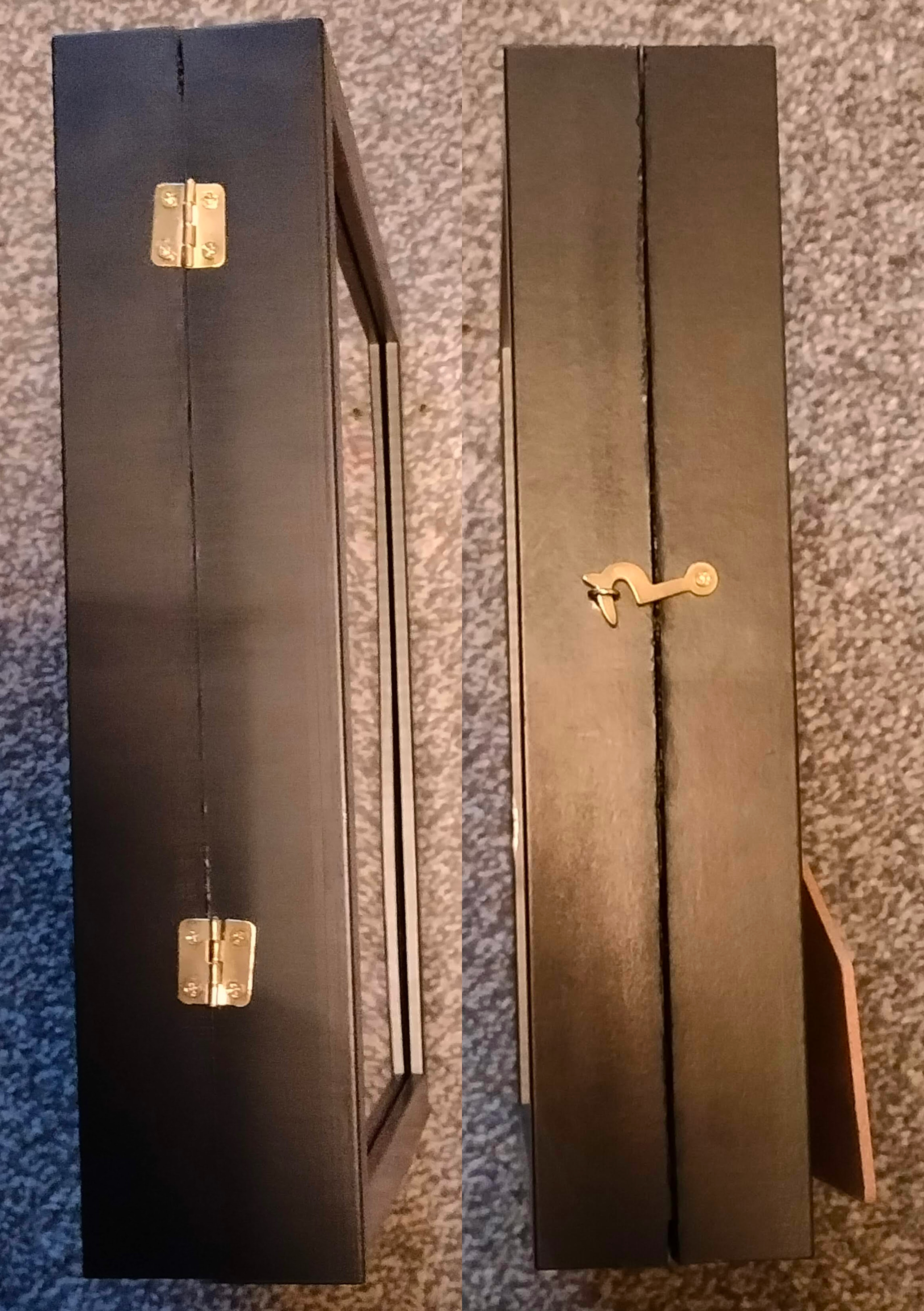 An image showing the hinges and the latch on the frame